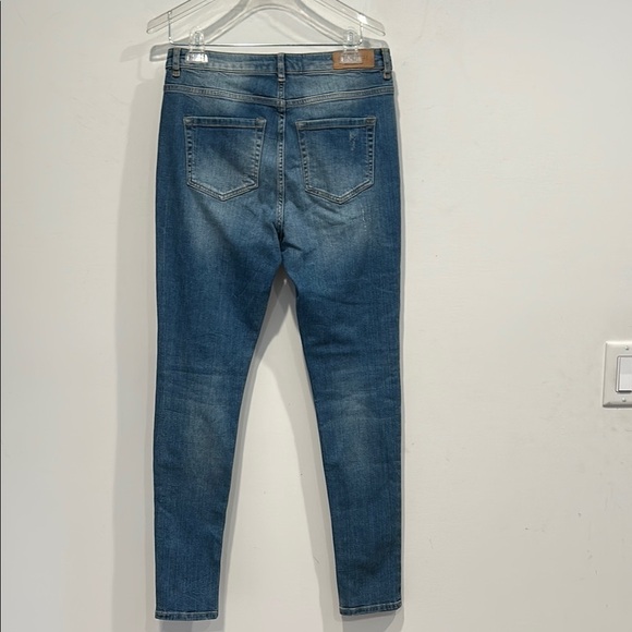 Supertrash embroidered Y2K message Blue Skinny Jeans women’s 30 nwot - Picture 7 of 7